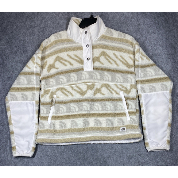 The North Face Sweater Womens Extra Small Ivory Tan Cragmont Fleece Lodge Ski - Picture 1 of 14